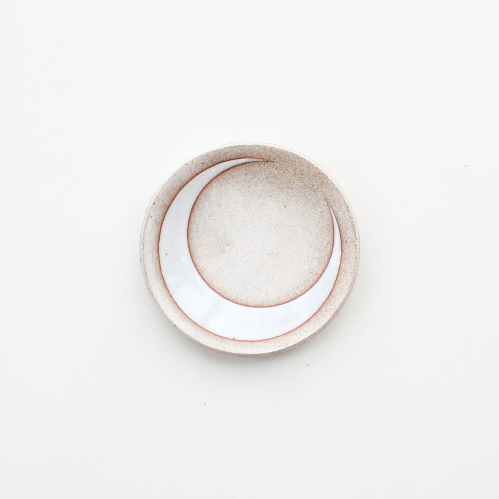 White Crescent Stoneware Dish