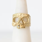 Polly Wales Baguette Diamond Snaggletooth Skull Ring in 18K Yellow Gold