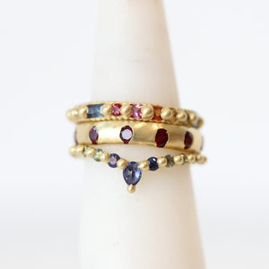 Polly Wales Sapphire and 18k gold ring stack 