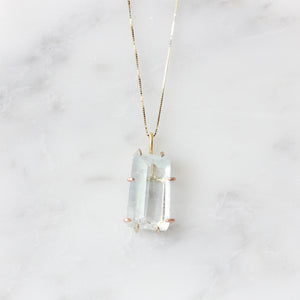 Variance Objects Aquamarine and yellow gold pendant necklace