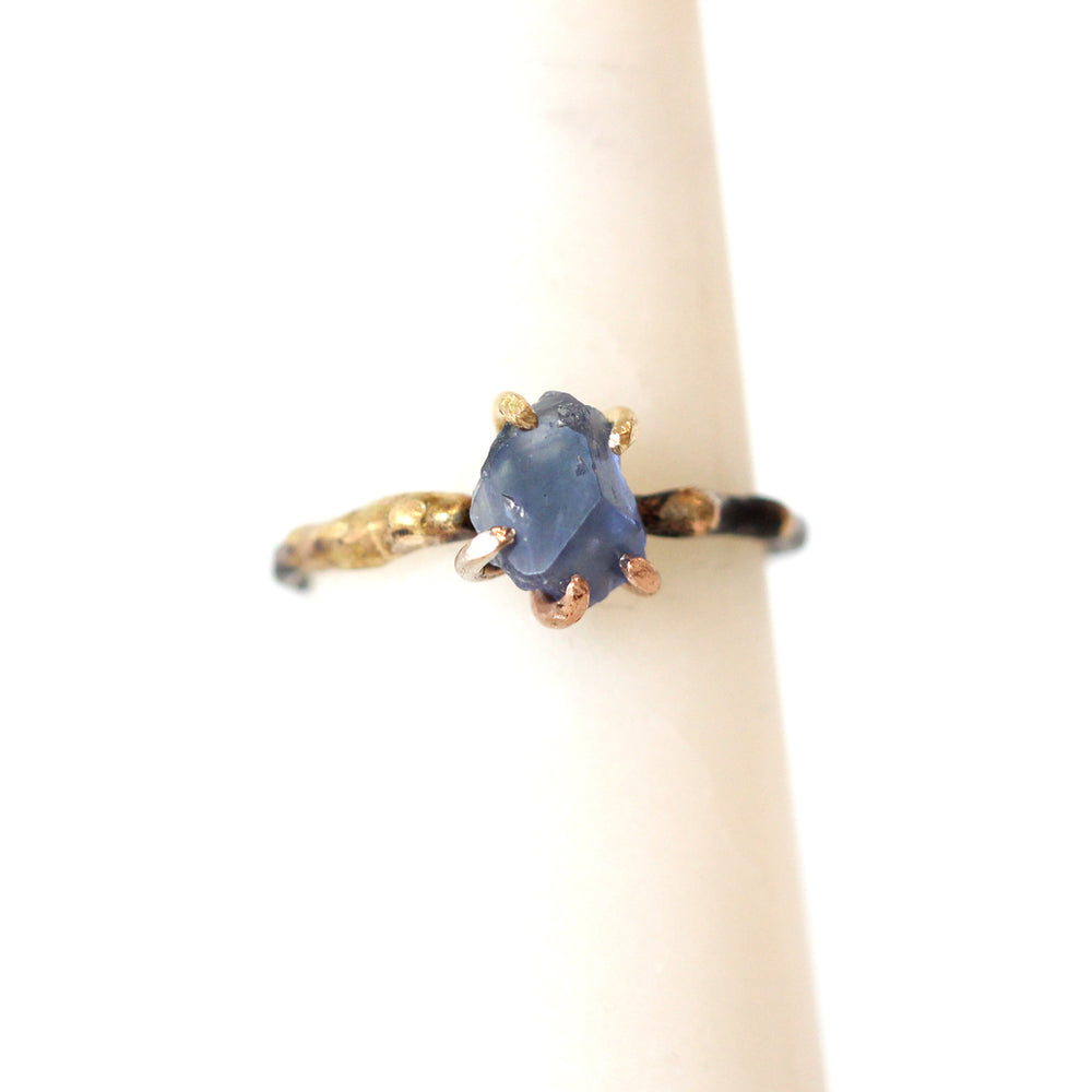 Variance Objects Gold and Oxidized Silver Sapphire Ring