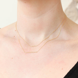 Victoria Cunningham Diamond Bar Necklace worn on the body 